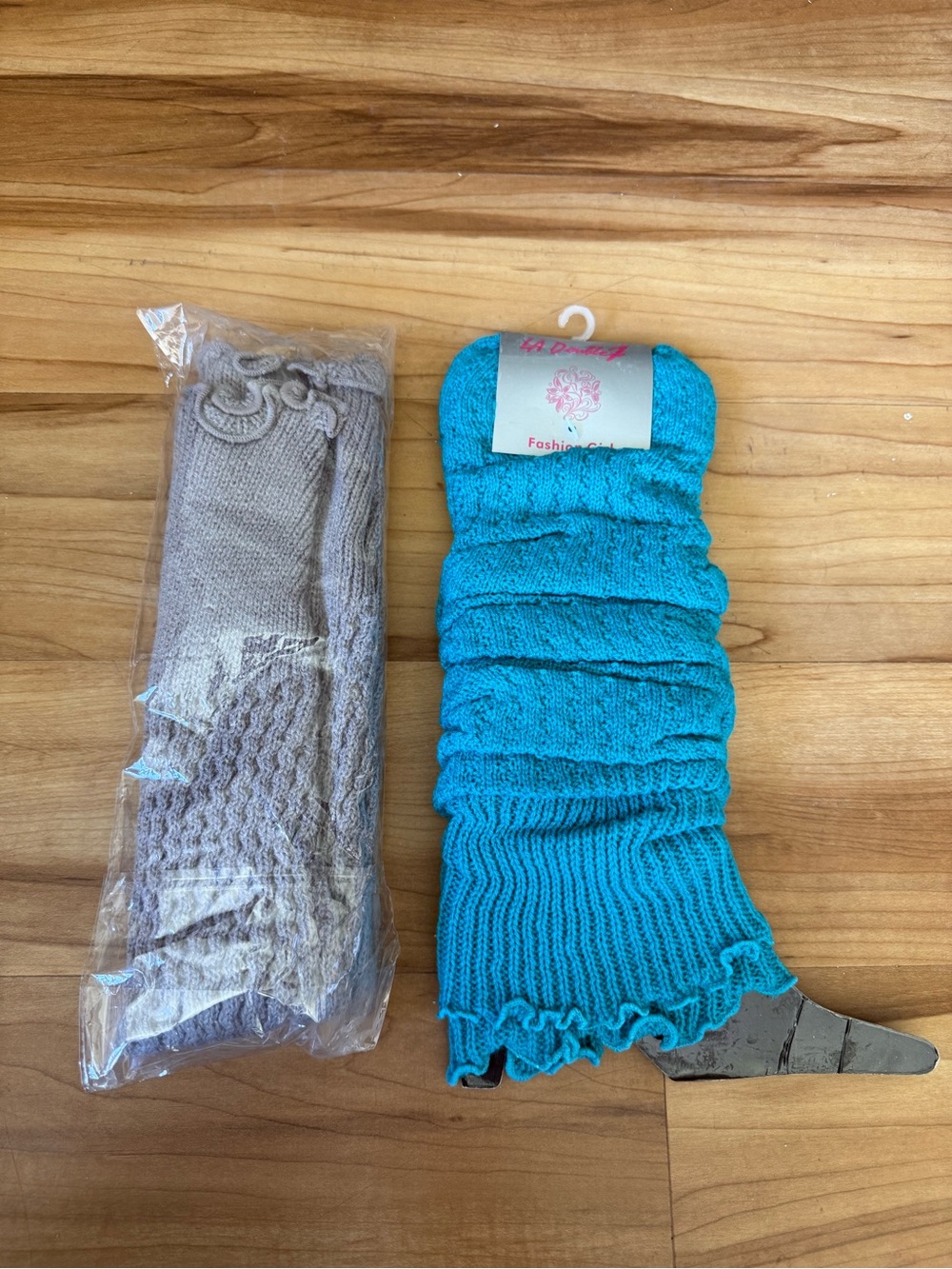 Grey Knit Leg Warmers - Pair